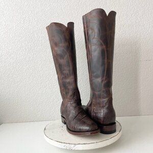 NEW Rod Patrick Womens Riding Cowboy Boots 10B Brown Caiman Leather Western Tall